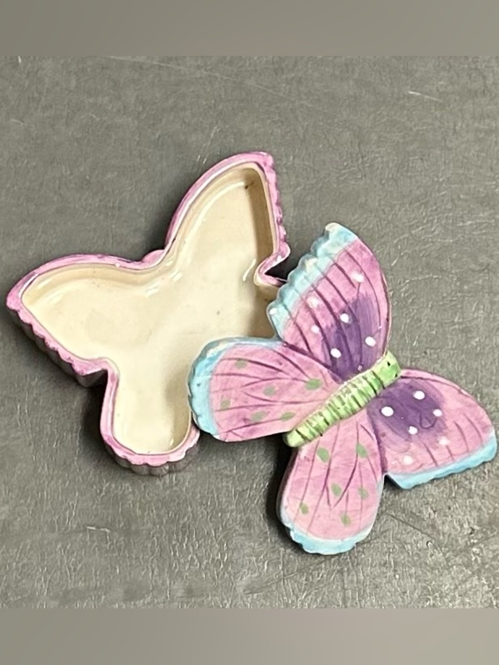 Ceramic Butterfly Trinket Box - Pink, Purple, Blue